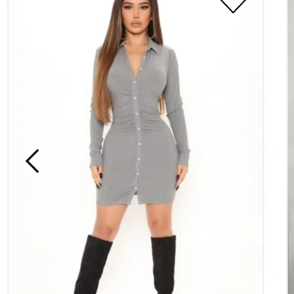 grey dress fashion nova Women Asian Style Retro Long Sleeves Linen and Cotton Dress Orange main image 0